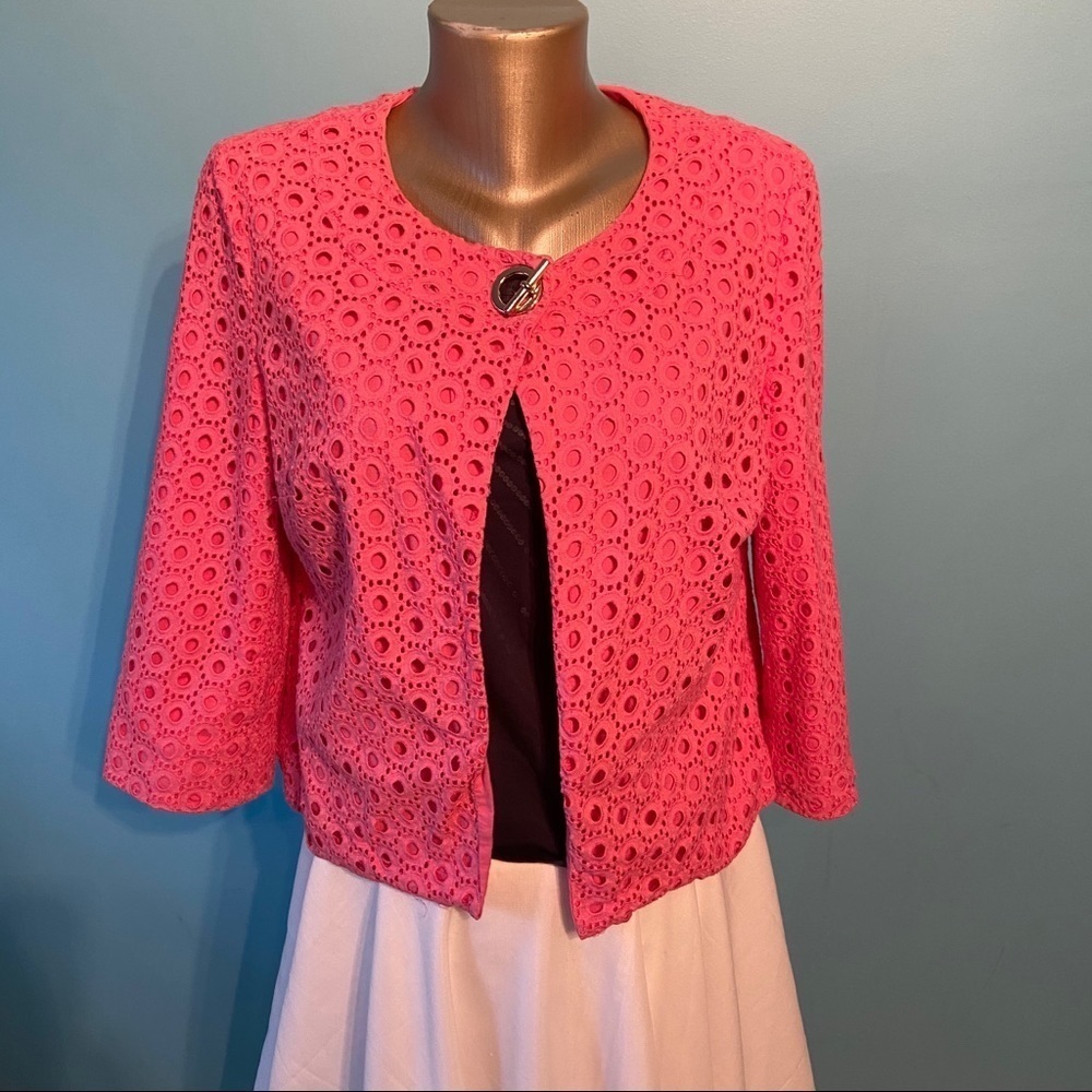 Charter club eyelet lace pink jacket